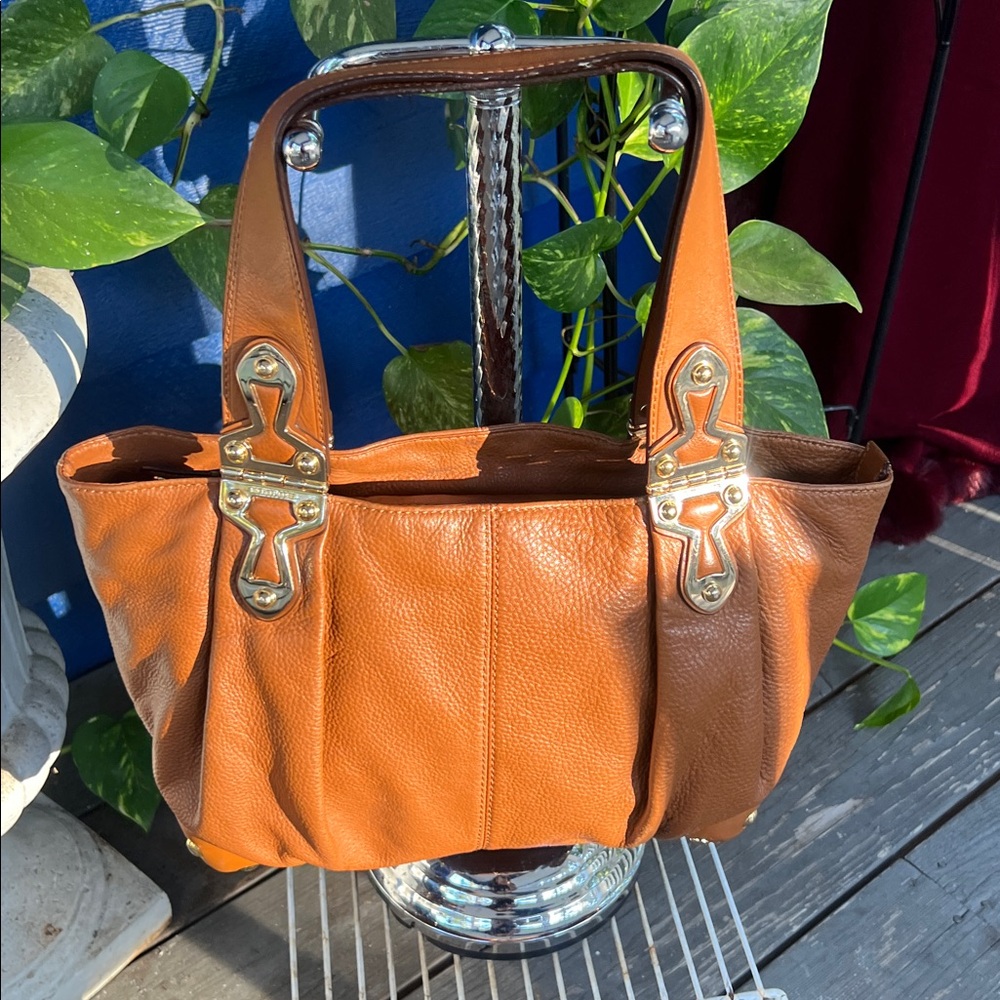 Michael Michael Kors Leather Tote Bag with Gold Accents
